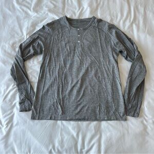 Lululemon Mens Gray Long Sleeve Henley Shirt